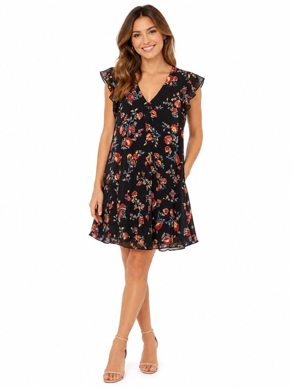 Joie Almarie Black Floral Silk Mini Dress NWT